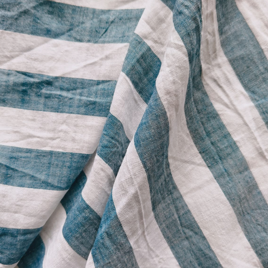 Cotton Handloom Fabric Ocean Blue stripe