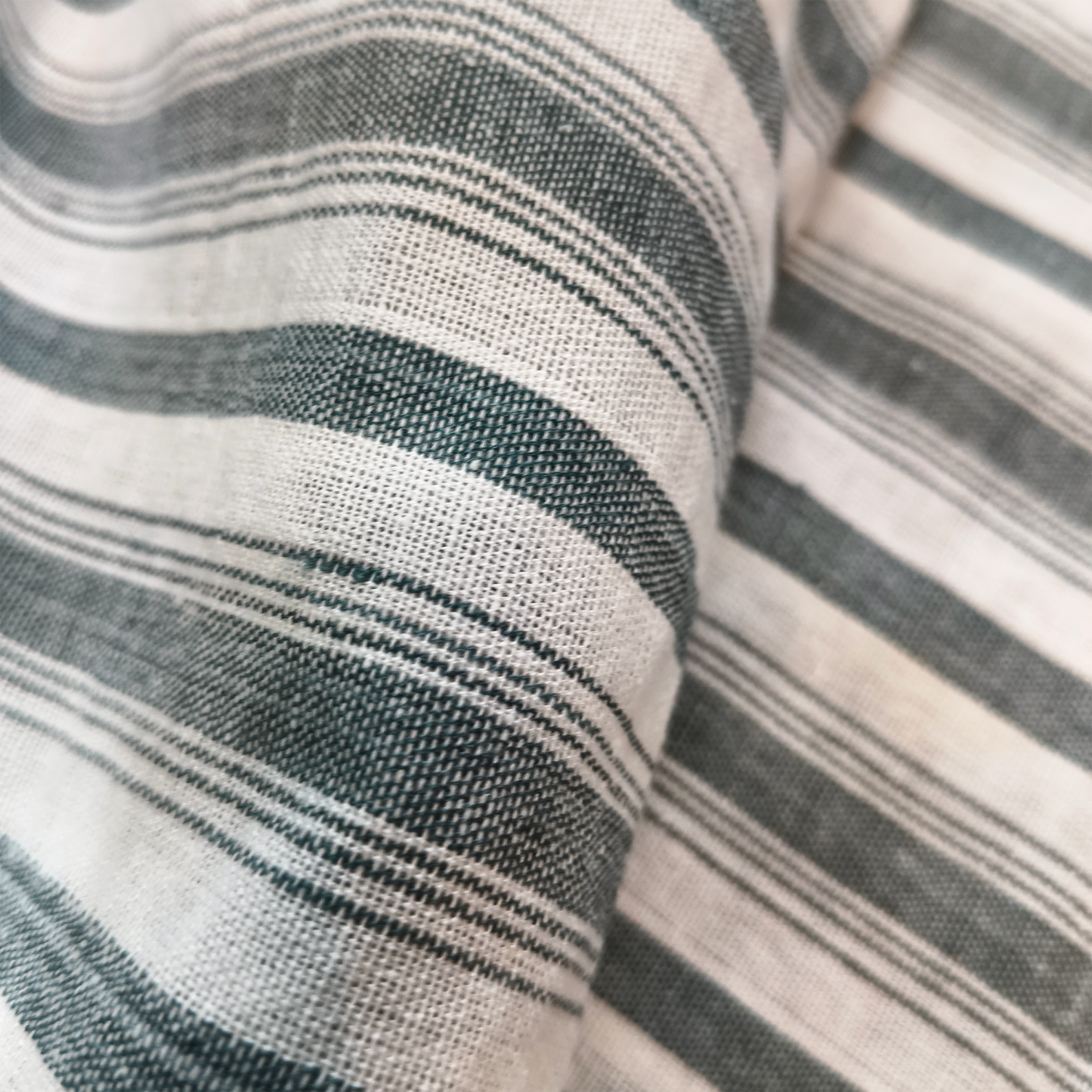 Cotton Khadi Fabric Stripe Grey