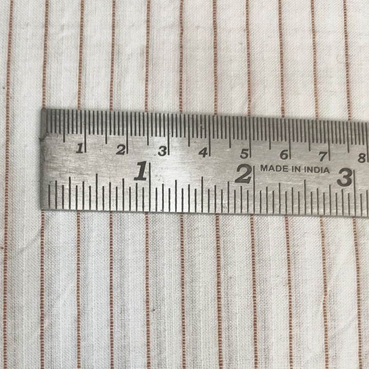 Cotton Khadi Fabric Stripe L Brown