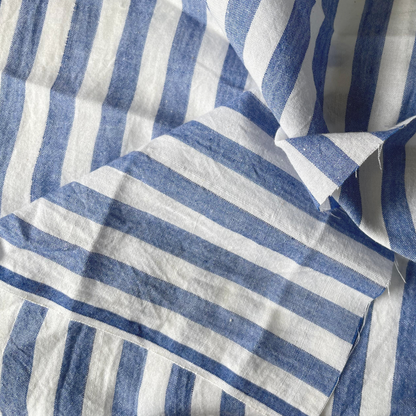 Cotton Handloom Fabric Sky Blue stripe