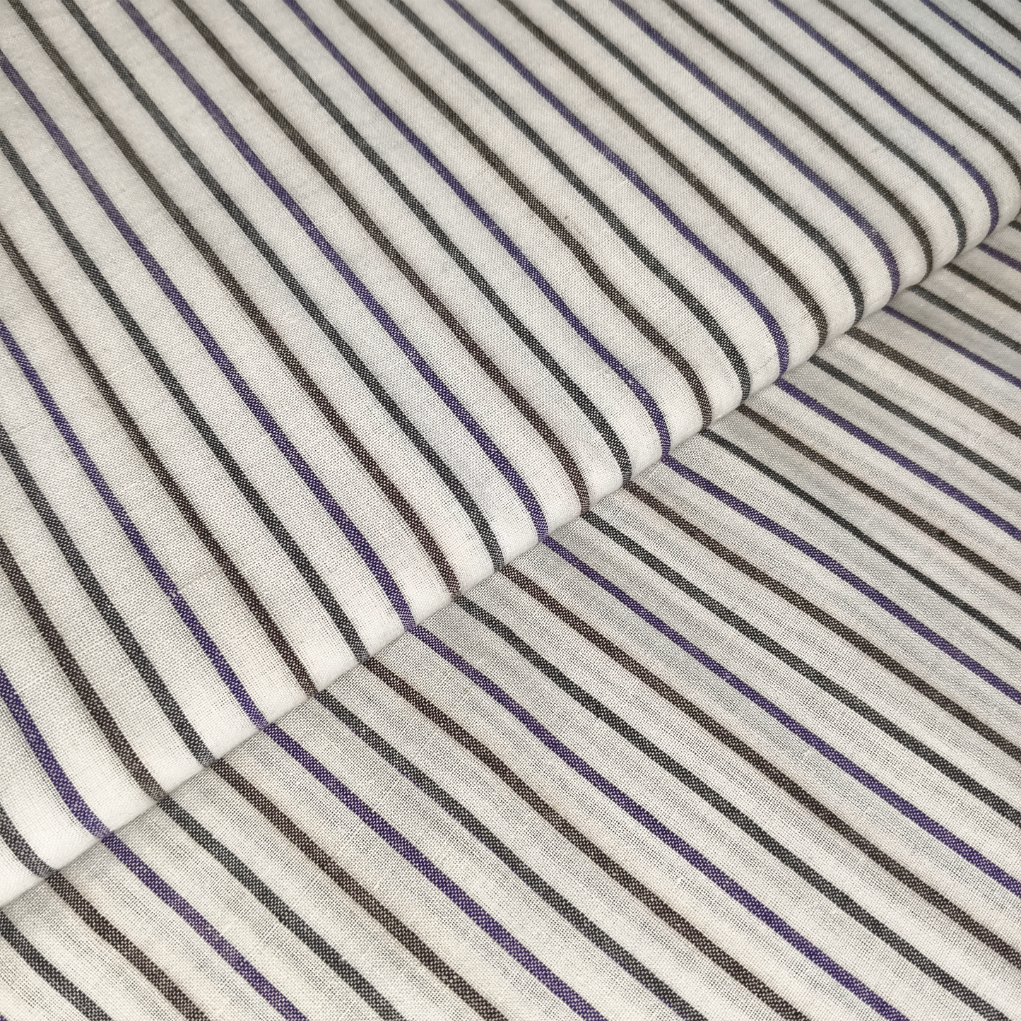 Cotton Handloom Fabric White traditional stripe