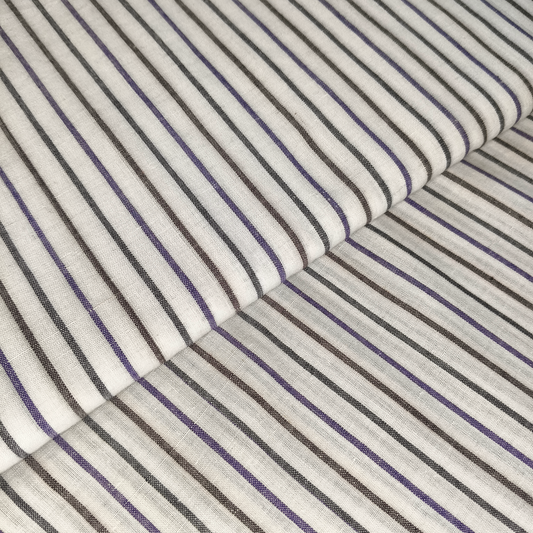 Cotton Khadi Fabric White traditional stripe
