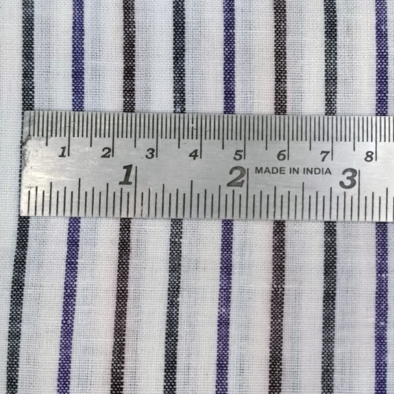 Cotton Khadi Fabric White traditional stripe
