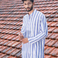 Handloom Long Kurta Light Purple Stripe