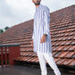 Handloom Long Kurta Light Purple Stripe