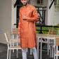 Tussar Handloom Long Kurta (Saffron)