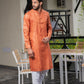 Tussar Handloom Long Kurta (Saffron)