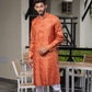 Tussar Handloom Long Kurta (Saffron)