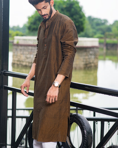 Full Sleeve Long Kurta Rusty Brown