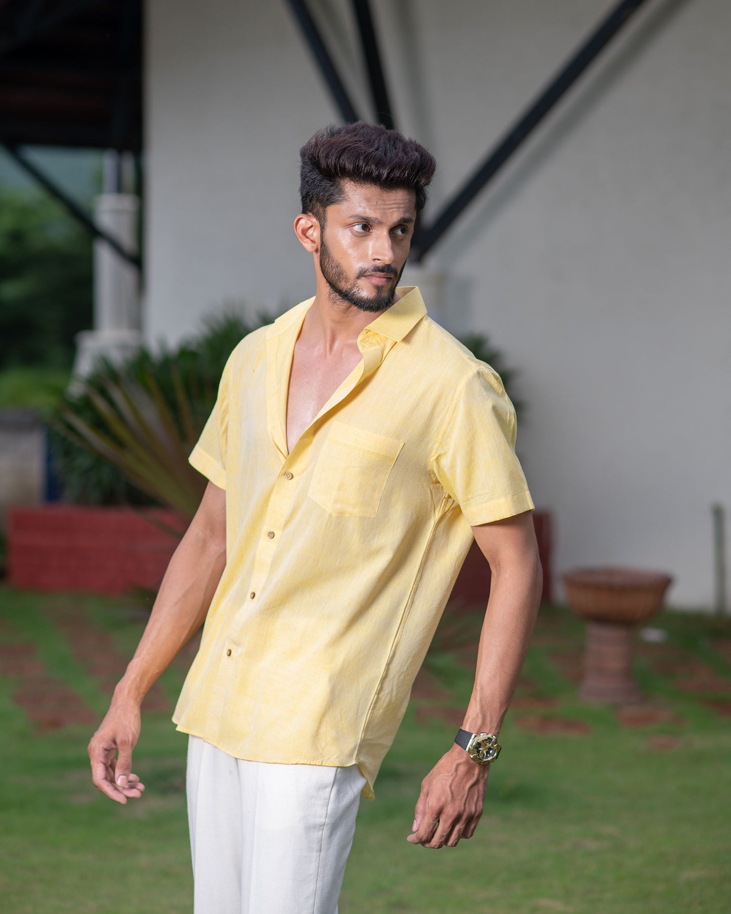 Half Sleeve Shirt Pastel Yellow