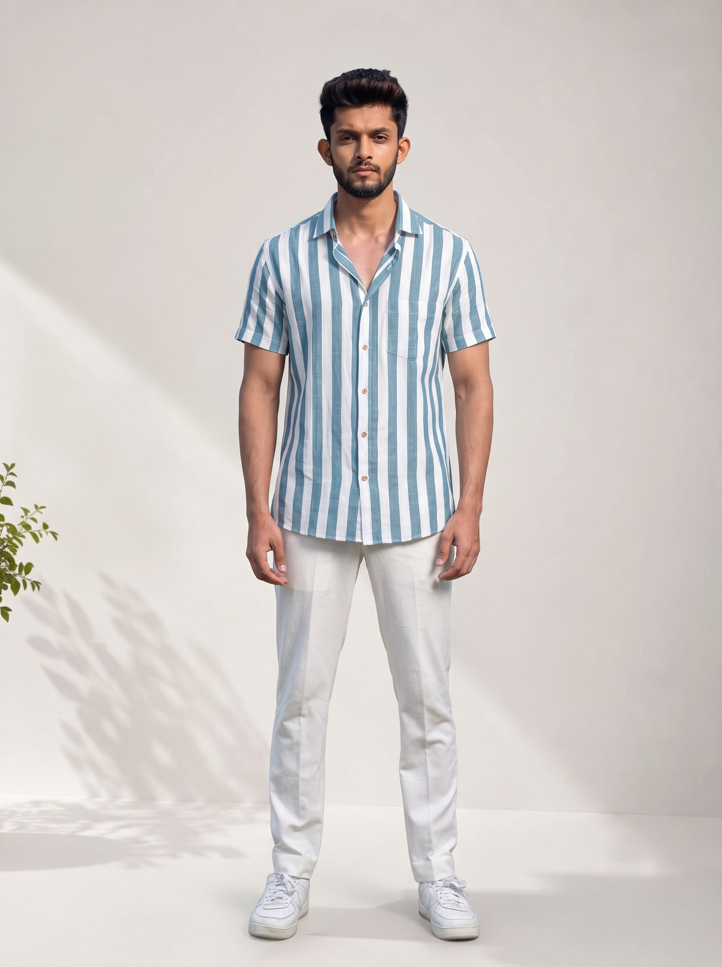 Casual Shirt Green Stripe