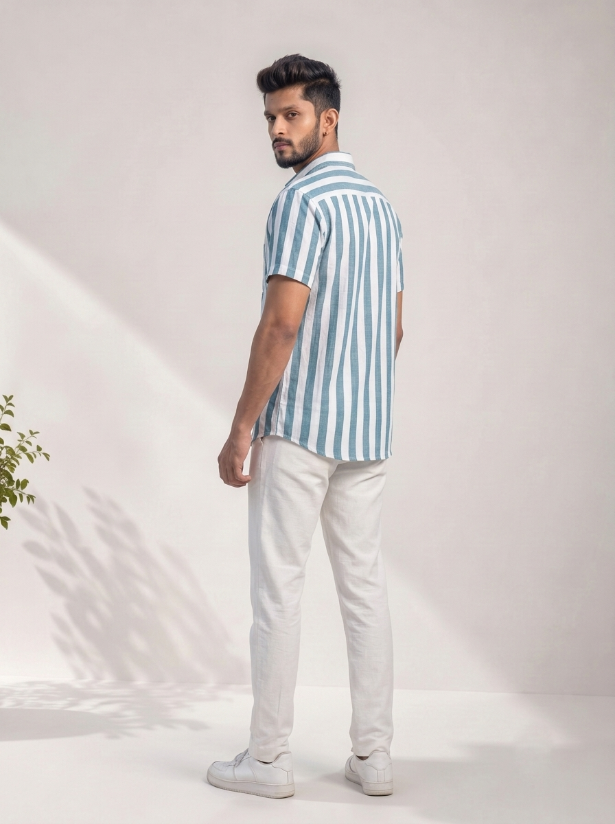Casual Shirt Green Stripe
