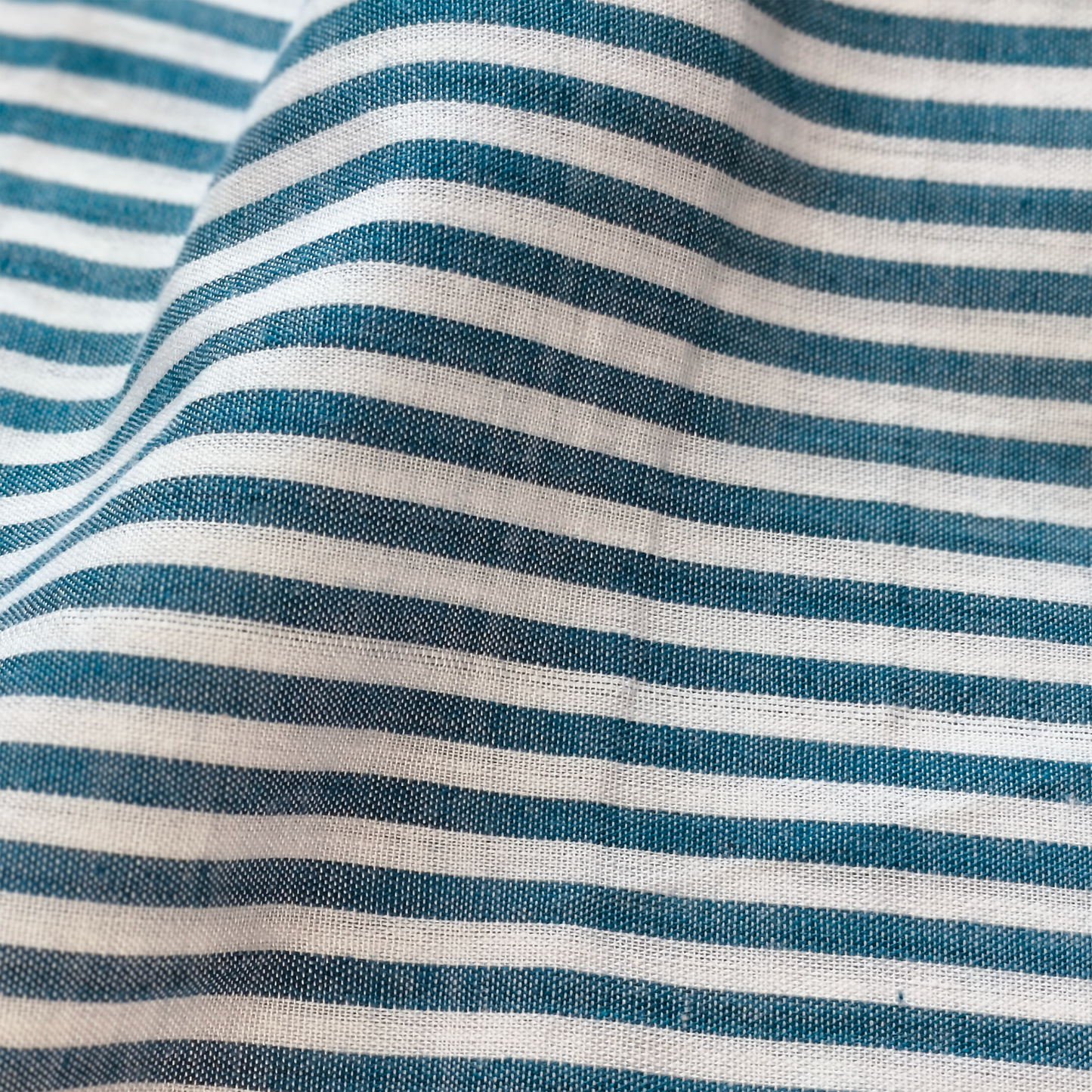 Cotton Handloom Fabric Ocean Blue pencil stripe