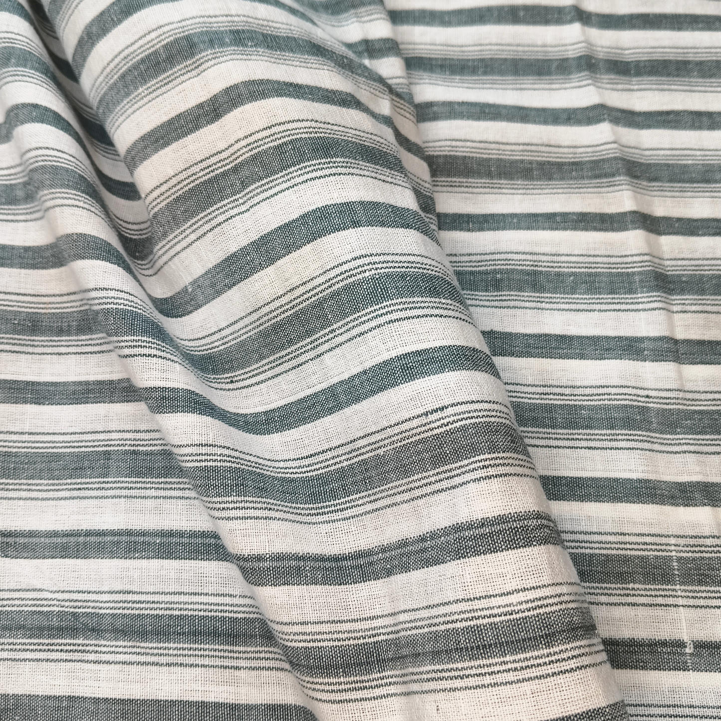 Cotton Khadi Fabric Stripe Grey