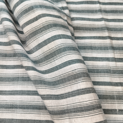 Cotton Khadi Fabric Stripe Grey