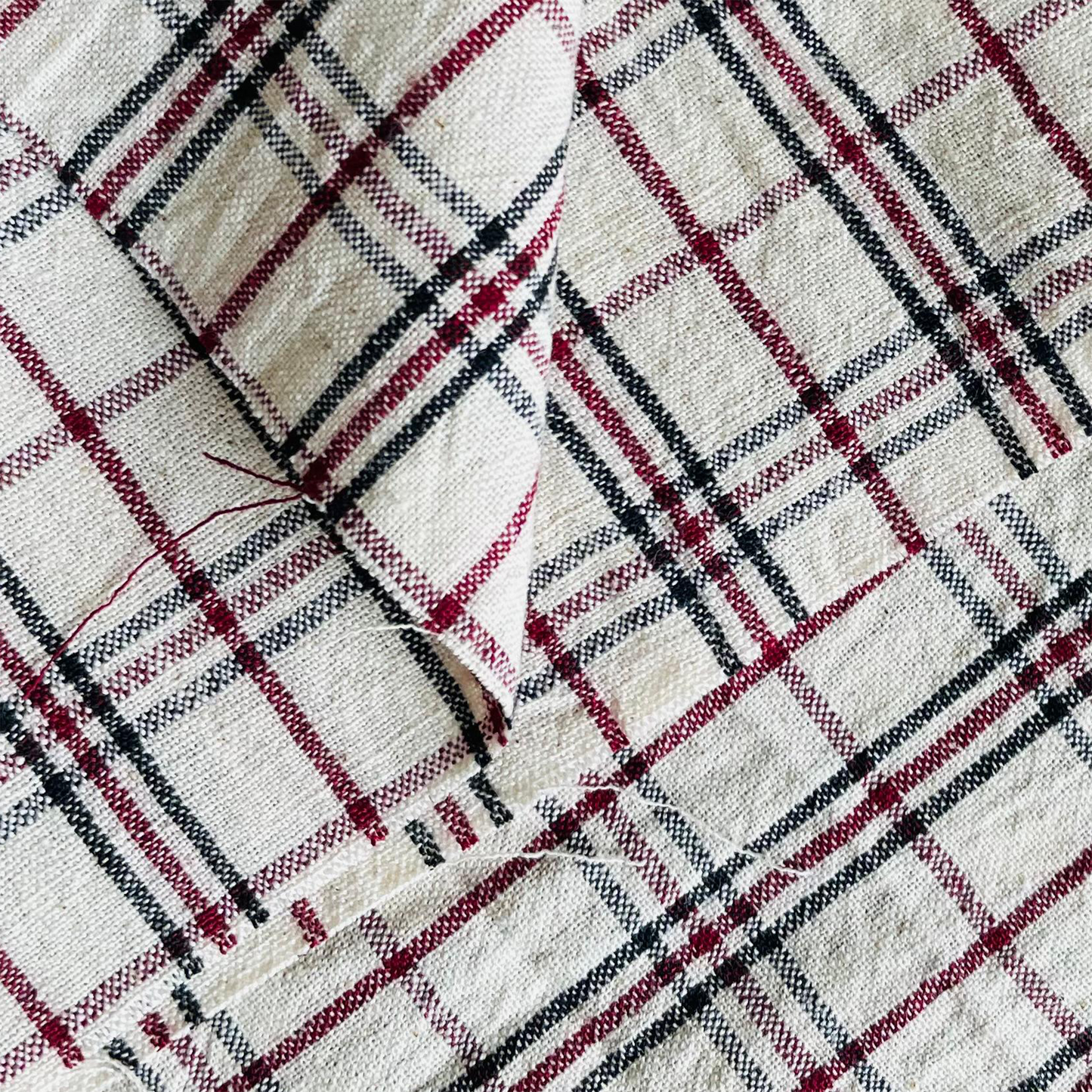 Cotton Khadi Fabric black brown checks