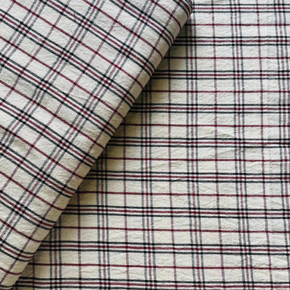 Cotton Khadi Fabric black brown checks
