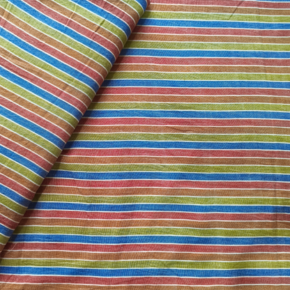 Cotton Handloom Fabric multi col Stripe