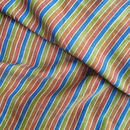 Cotton Handloom Fabric multi col Stripe