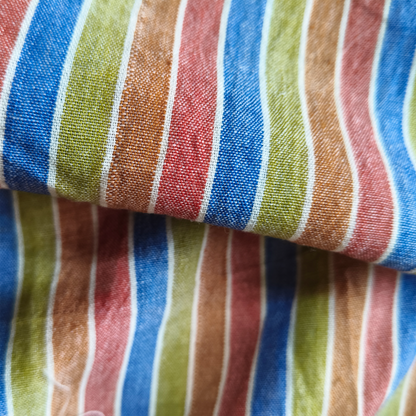Cotton Handloom Fabric multi col Stripe