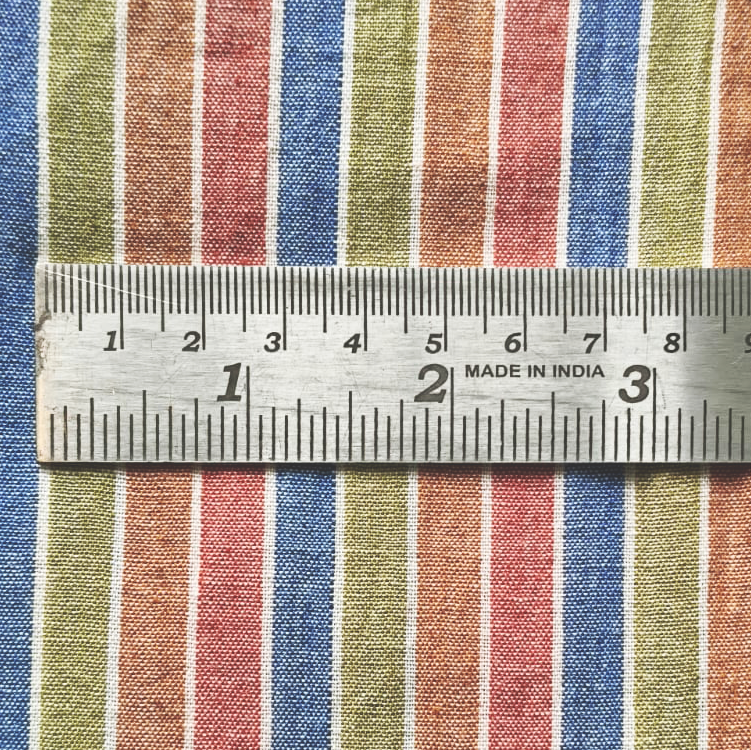 Cotton Handloom Fabric multi col Stripe