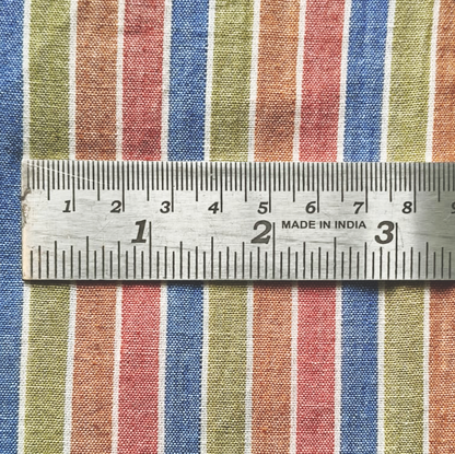 Cotton Handloom Fabric multi col Stripe