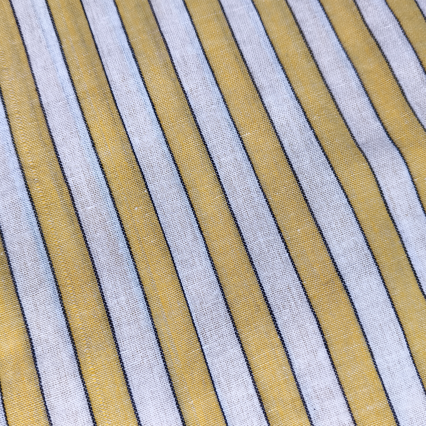 Cotton Handloom Fabric White orange stripe