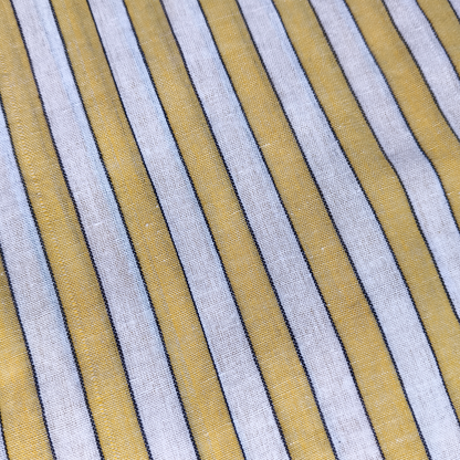 Cotton Handloom Fabric White orange stripe