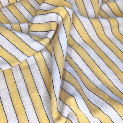 Cotton Handloom Fabric White orange stripe
