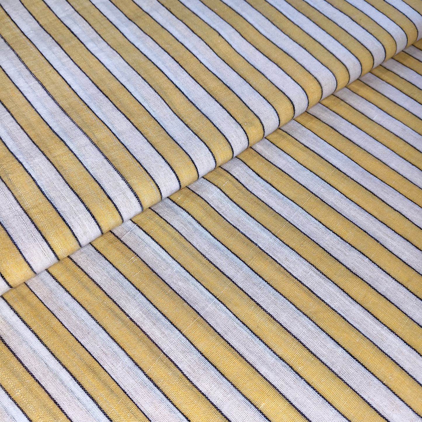 Cotton Handloom Fabric White orange stripe