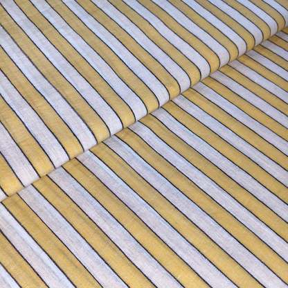 Cotton Handloom Fabric White orange stripe