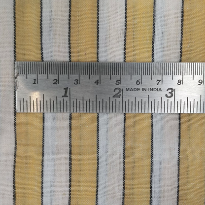 Cotton Khadi Fabric White yellow striped
