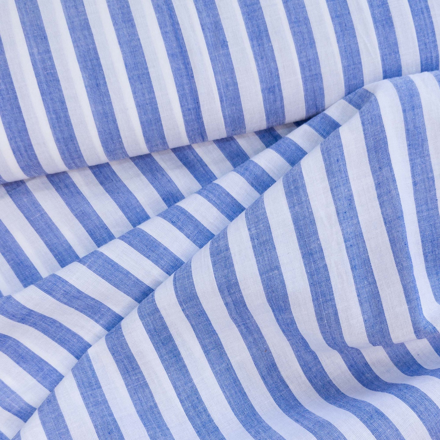 Cotton Handloom Fabric Sky Blue stripe