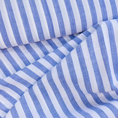 Cotton Handloom Fabric Sky Blue stripe