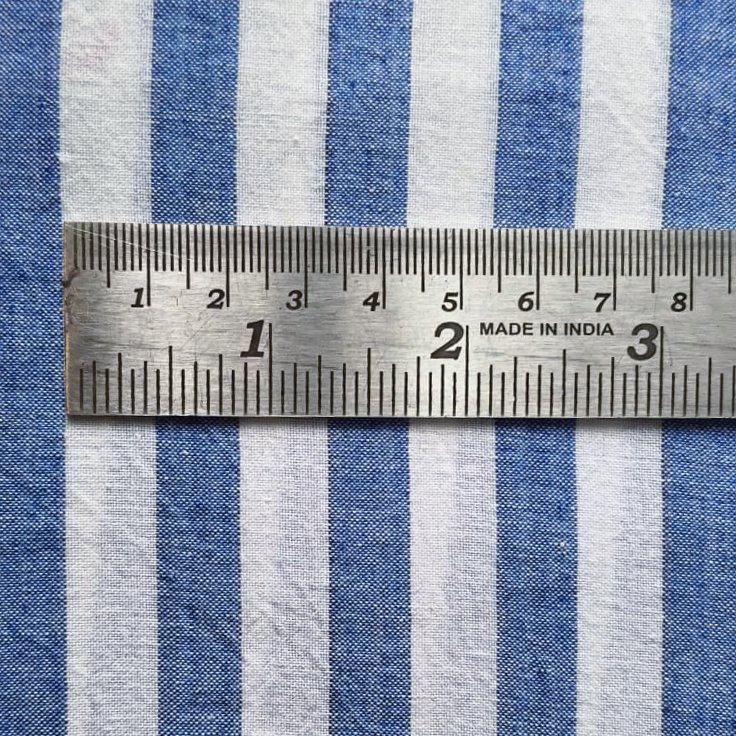 Cotton Handloom Fabric Sky Blue stripe