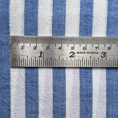 Cotton Handloom Fabric Sky Blue stripe