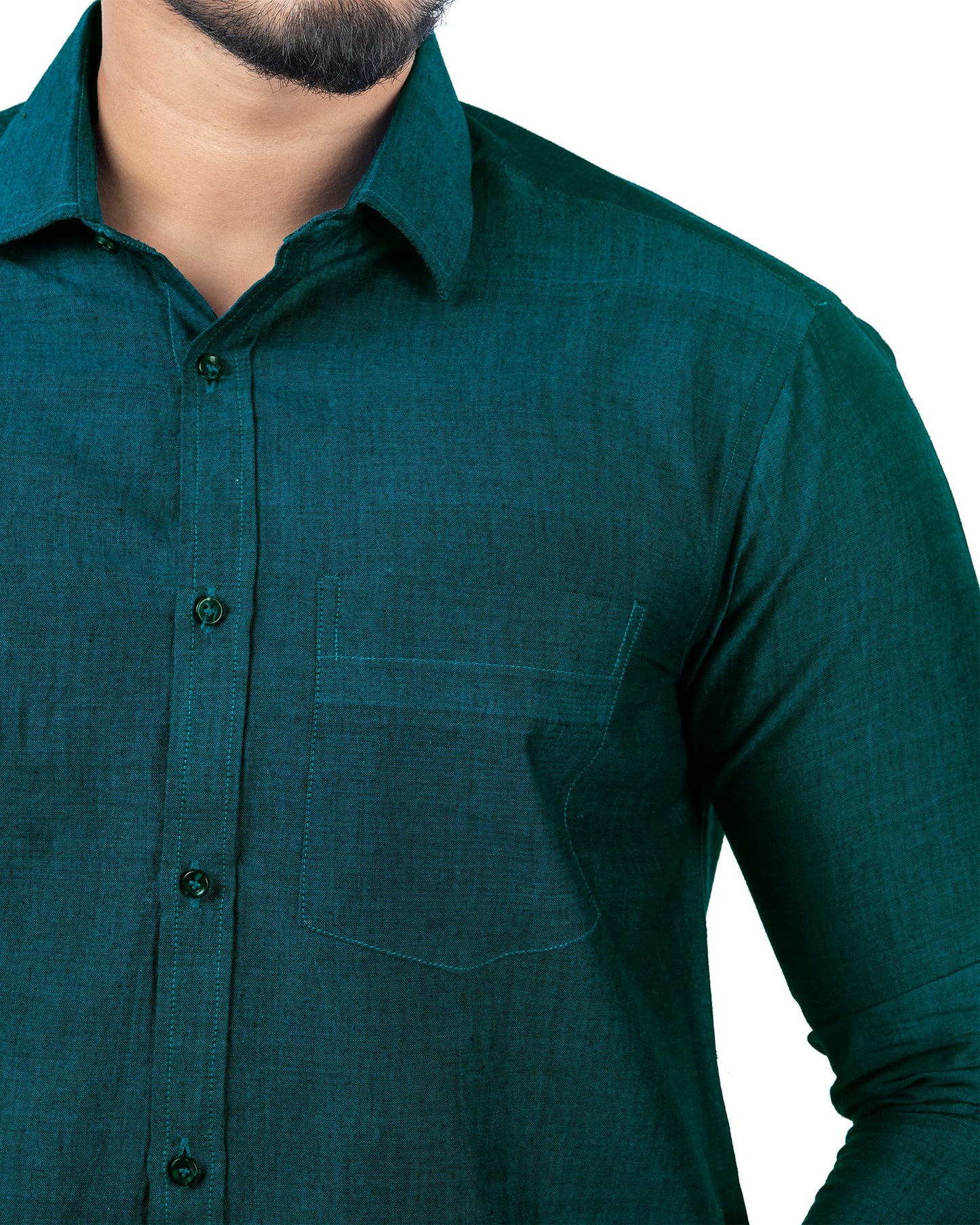 Handloom Cotton Full Sleeve Shirts Teal Blue