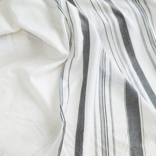 Cotton Handloom Fabric Grey White