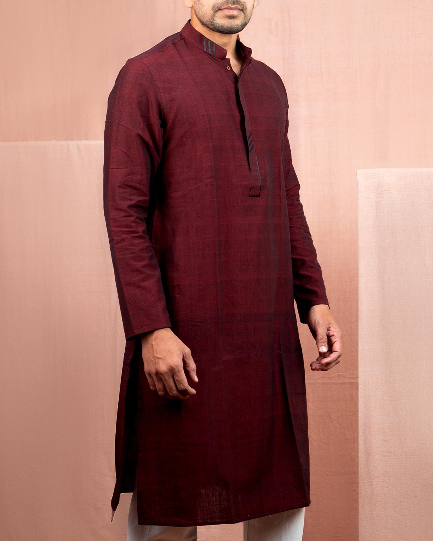 Full Sleeve Long Kurta Garnet