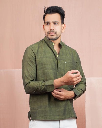 Full Sleeve Short Kurta Moss Green