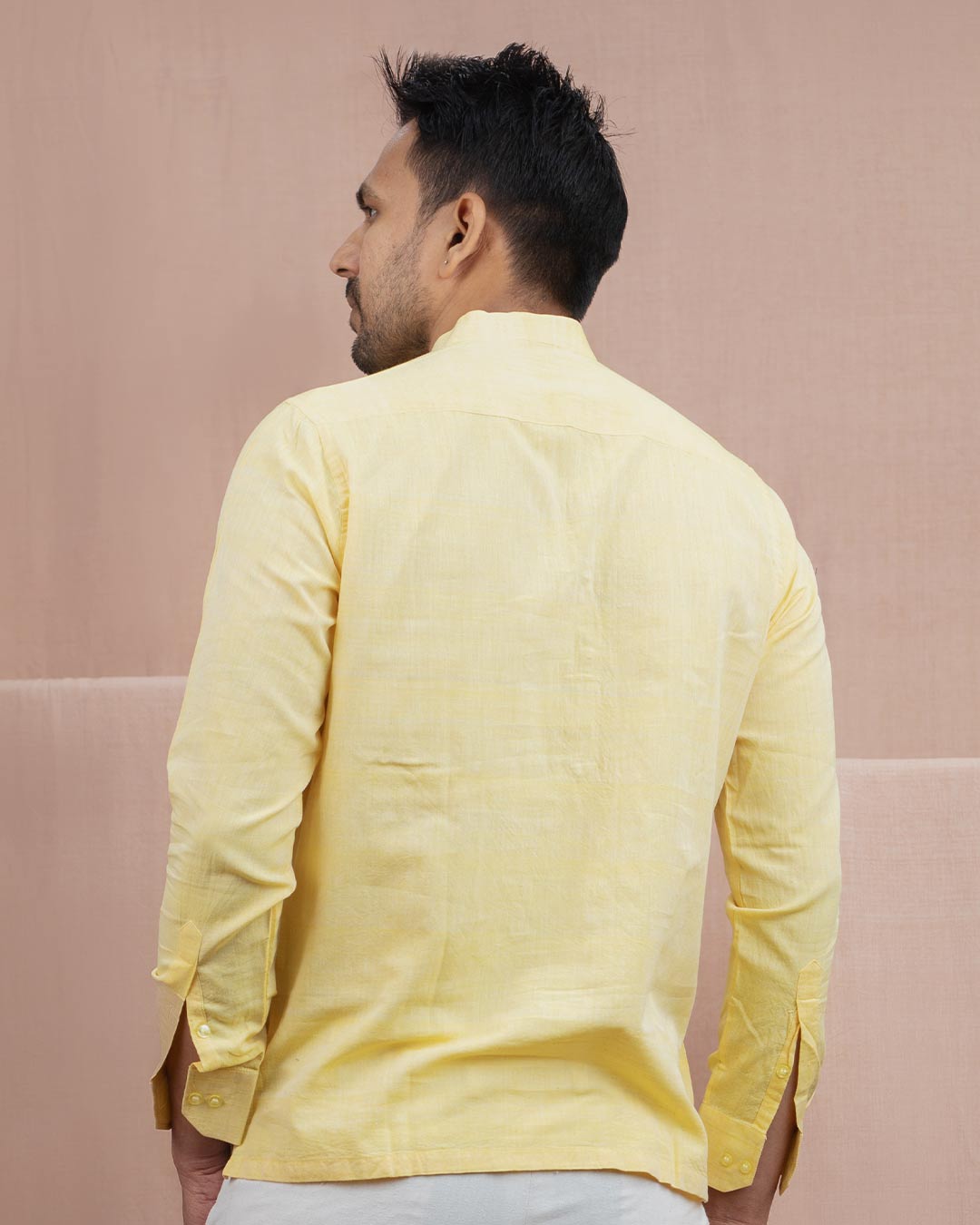 Full Sleeve Short Kurta Pastel Yellow