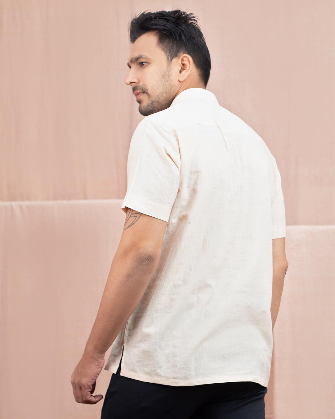 Half Sleeve Short Kurta Ivory